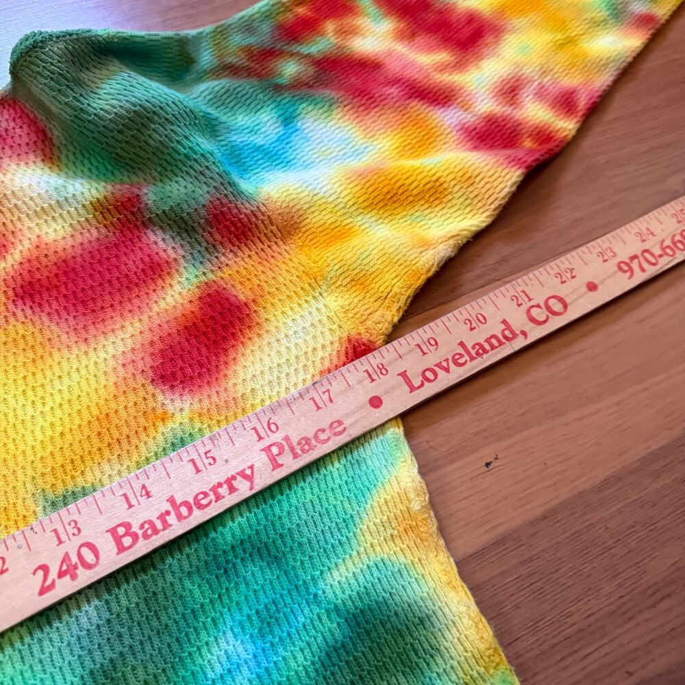 Vintage 90's B.V.D Tie Dye Thermal Waffle Knit Long Johns Sleeve Shirt Sz Small - Picture 7 of 7